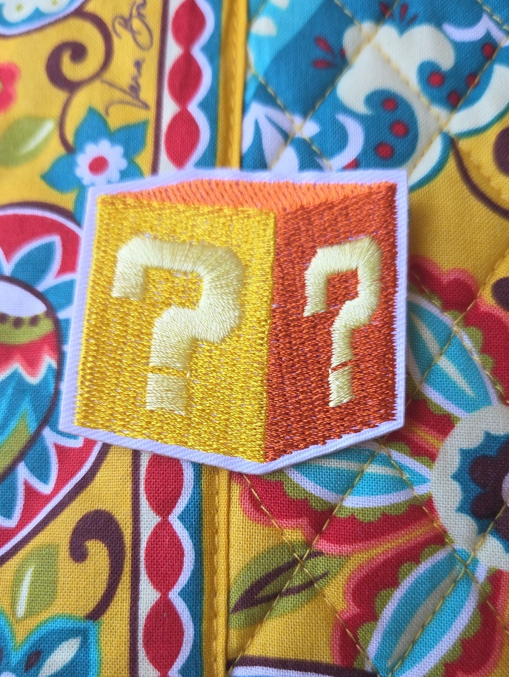 Kids Yellow Quilted Jacket with Puzzle Patch - Unbranded